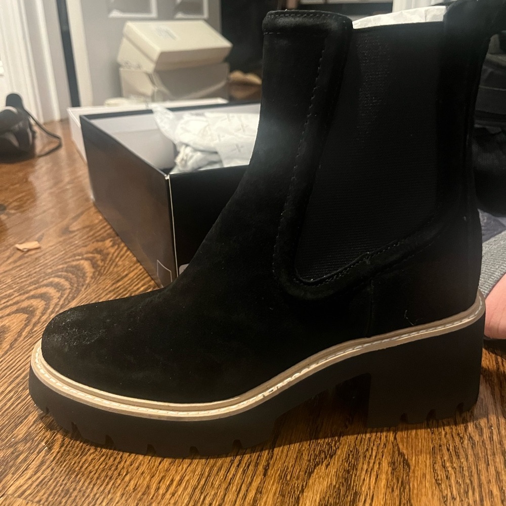 Dolce Vita Black Ankle Boots with Platform Sole